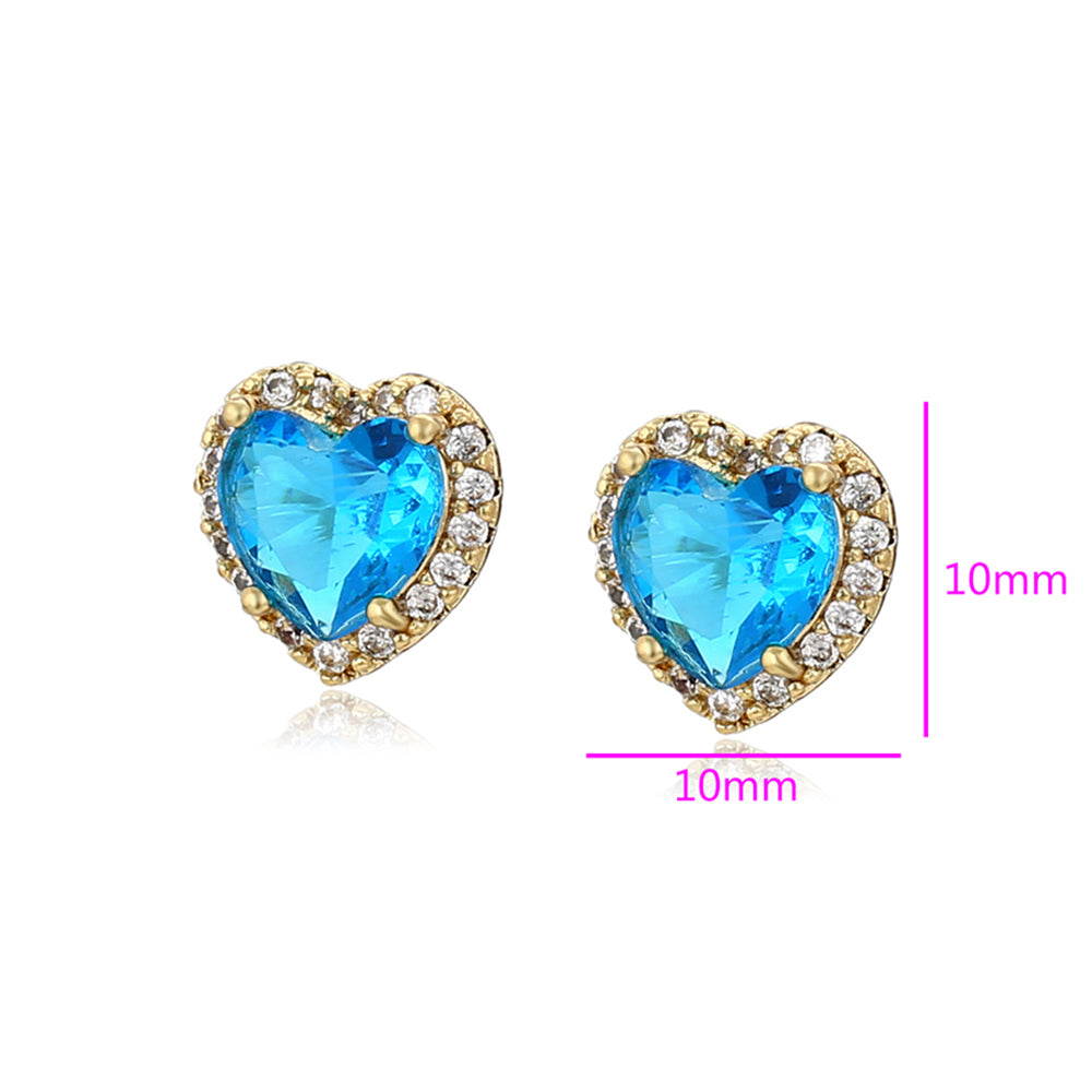 Pendientes de Aleación Bañado en Oro con Cristal Emporia® Azul 2 