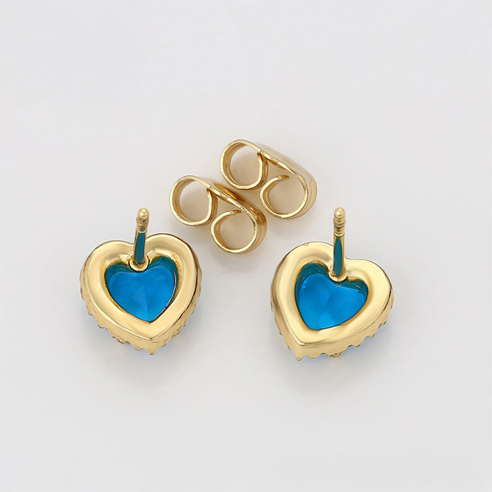 Pendientes de Aleación Bañado en Oro con Cristal Emporia® Azul