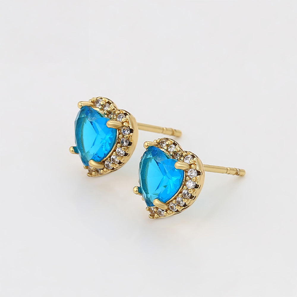 Pendientes de Aleación Bañado en Oro con Cristal Emporia® Azul