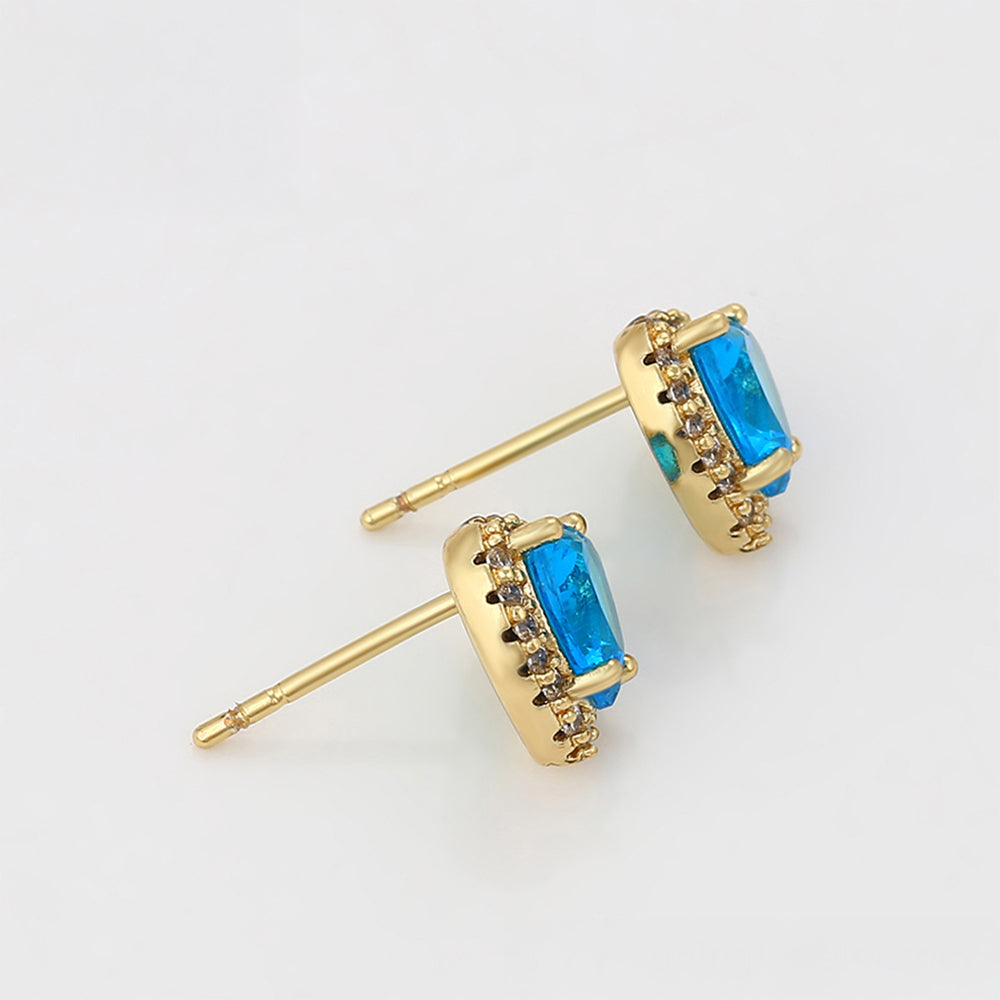 Pendientes de Aleación Bañado en Oro con Cristal Emporia® Azul