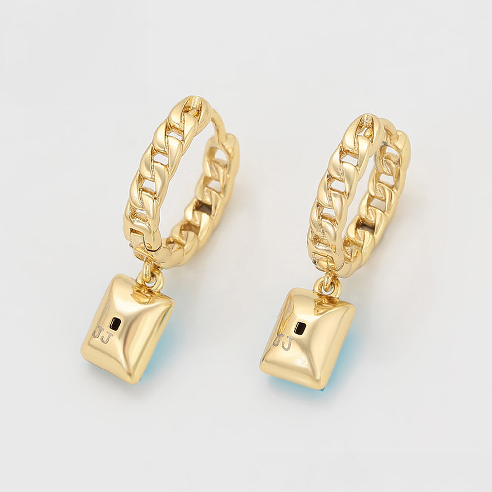 Pendientes de Aleación Bañado en Oro con Cristal Emporia® Azul 7 