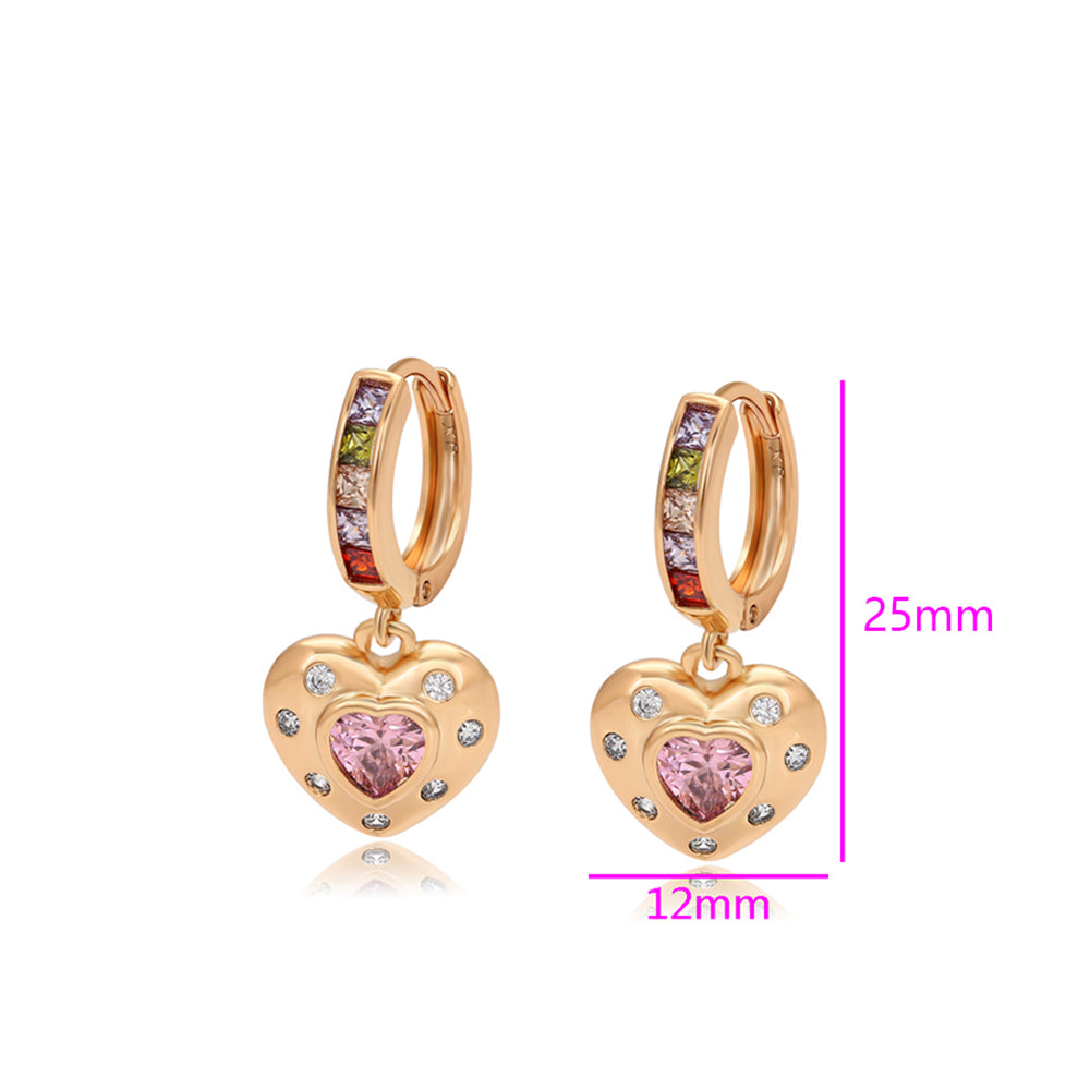 Pendientes de Aleación Bañado en Oro con Cristal Emporia® Rosa y Cristal Emporia® Blanco 2 