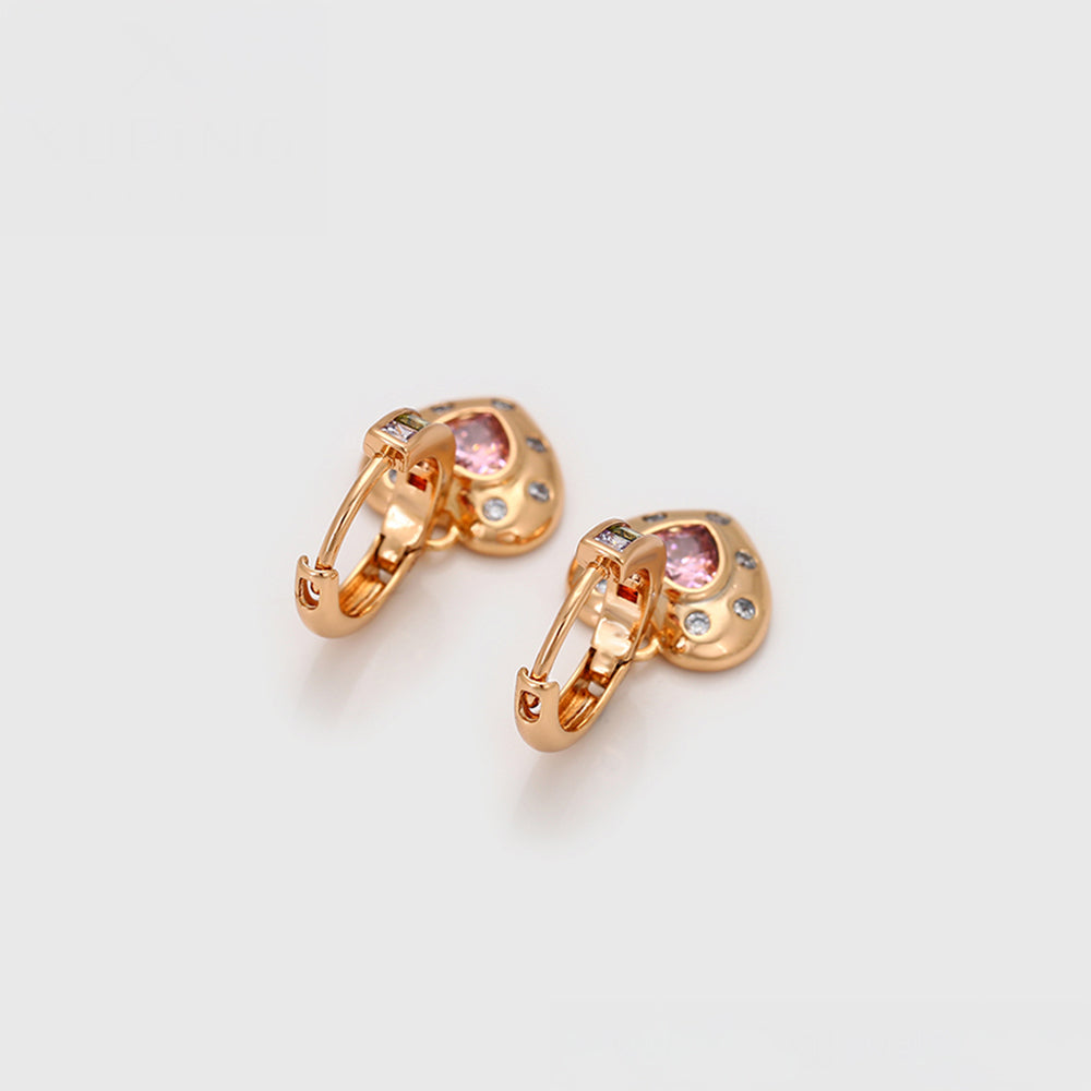 Pendientes de Aleación Bañado en Oro con Cristal Emporia® Rosa y Cristal Emporia® Blanco
