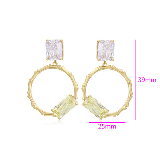 Pendientes de Aleación Bañado en Oro con Cristal Emporia® Verde y Cristal Emporia® Blanco