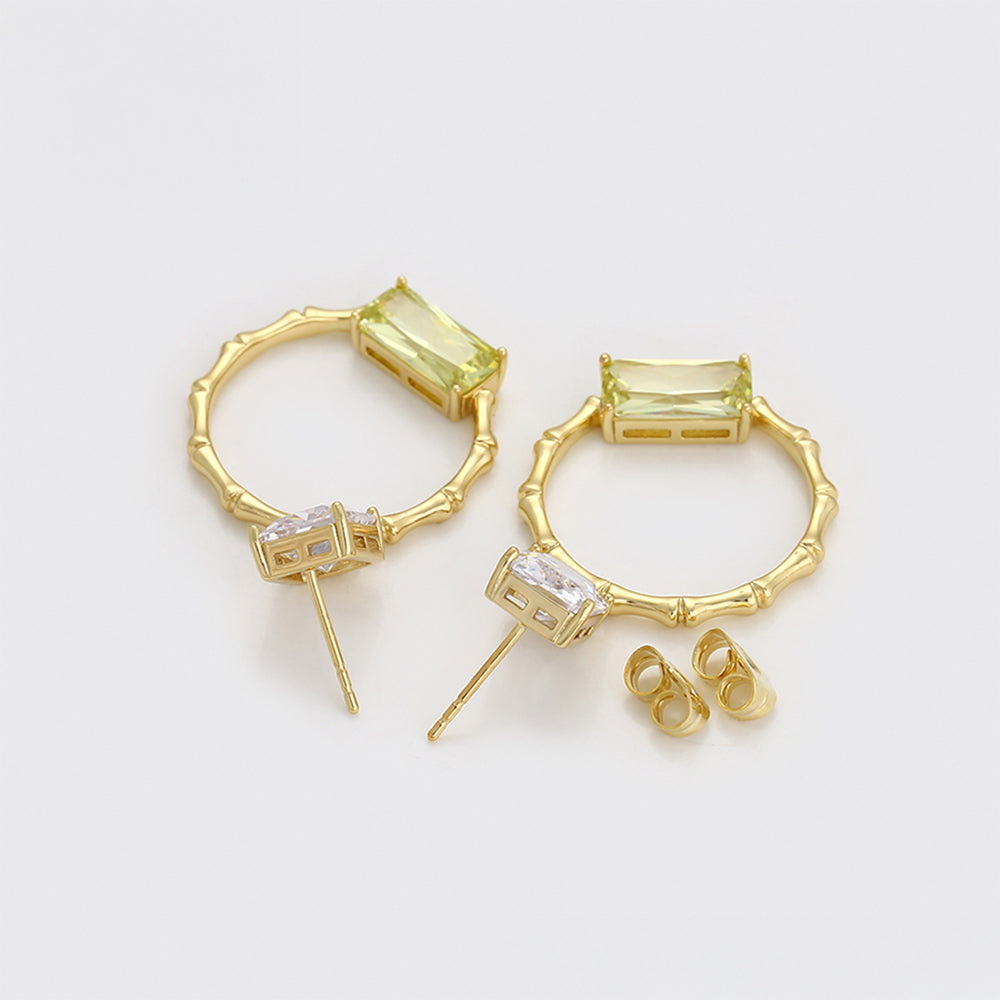 Pendientes de Aleación Bañado en Oro con Cristal Emporia® Verde y Cristal Emporia® Blanco 6 