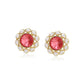 Pendientes de Aleación Bañado en Oro con Cristal Emporia® Rojo y Perla de cristal