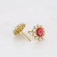 Pendientes de Aleación Bañado en Oro con Cristal Emporia® Rojo y Perla de cristal