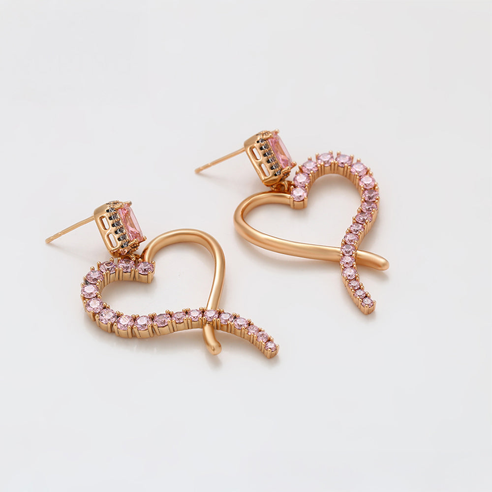 Pendientes de Aleación Bañado en Oro con Cristal Emporia® Rosa