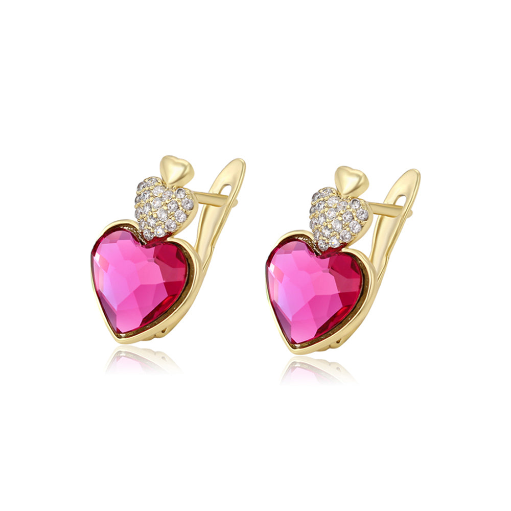 Pendientes de Aleación Bañado en Oro con Cristal Emporia® Rosa y Cristal Emporia® Blanco 1 