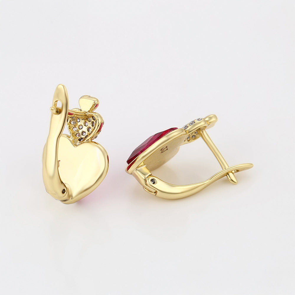 Pendientes de Aleación Bañado en Oro con Cristal Emporia® Rosa y Cristal Emporia® Blanco