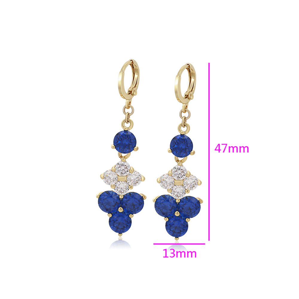 Pendientes de Aleación Bañado en Oro con Cristal Emporia® Azul y Cristal Emporia® Blanco 2 