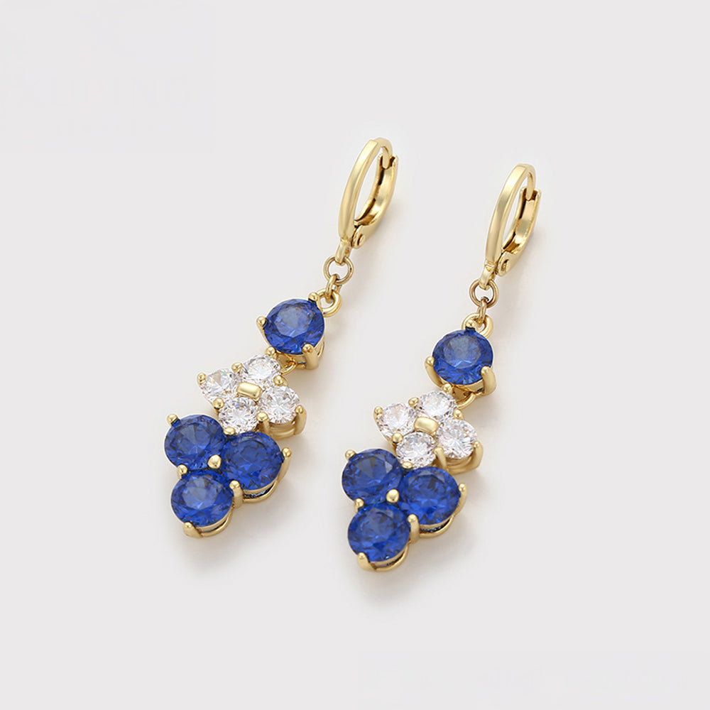 Pendientes de Aleación Bañado en Oro con Cristal Emporia® Azul y Cristal Emporia® Blanco 3 