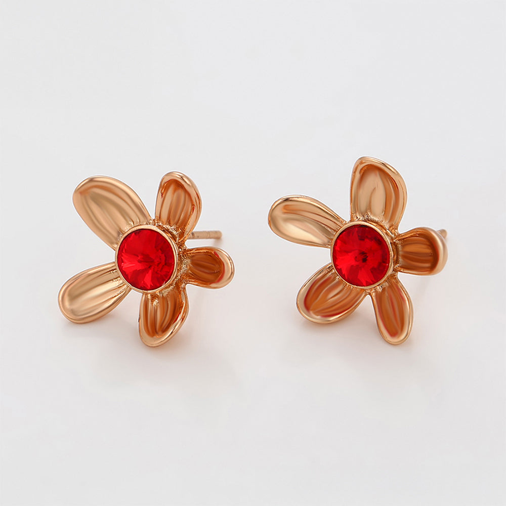 Pendientes de Aleación Bañado en Oro con Cristal Emporia® Rojo