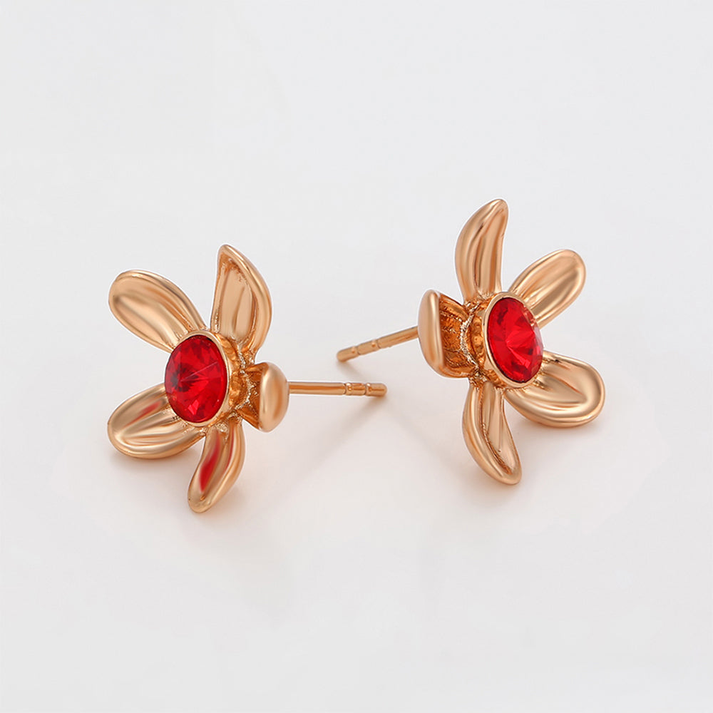 Pendientes de Aleación Bañado en Oro con Cristal Emporia® Rojo