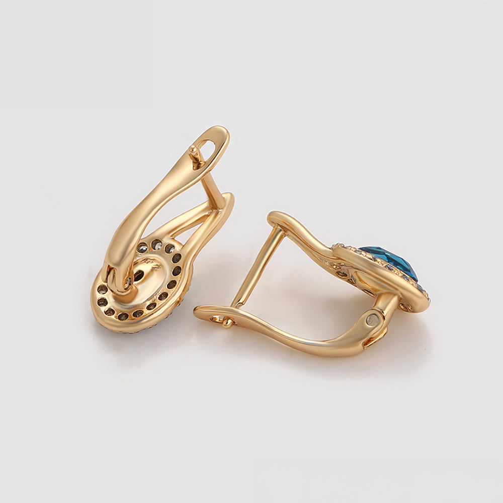 Pendientes de Aleación Bañado en Oro con Cristal Emporia® Azul y Cristal Emporia® Blanco 3 