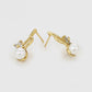 Pendientes de Aleación Bañado en Oro con Perla de cristal y Cristal Emporia® Blanco