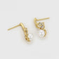 Pendientes de Aleación Bañado en Oro con Perla de cristal y Cristal Emporia® Blanco