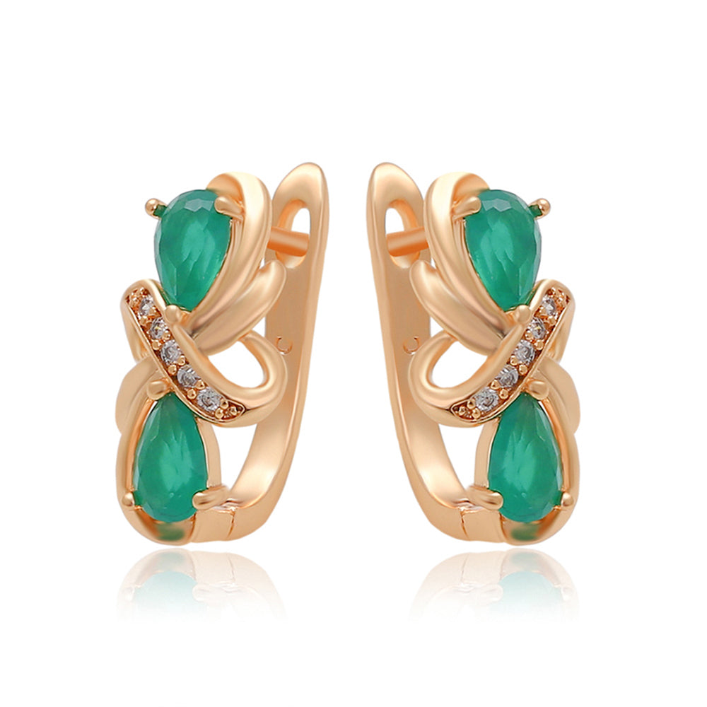Pendientes de Aleación Bañado en Oro con Cristal Emporia® Verde 1 