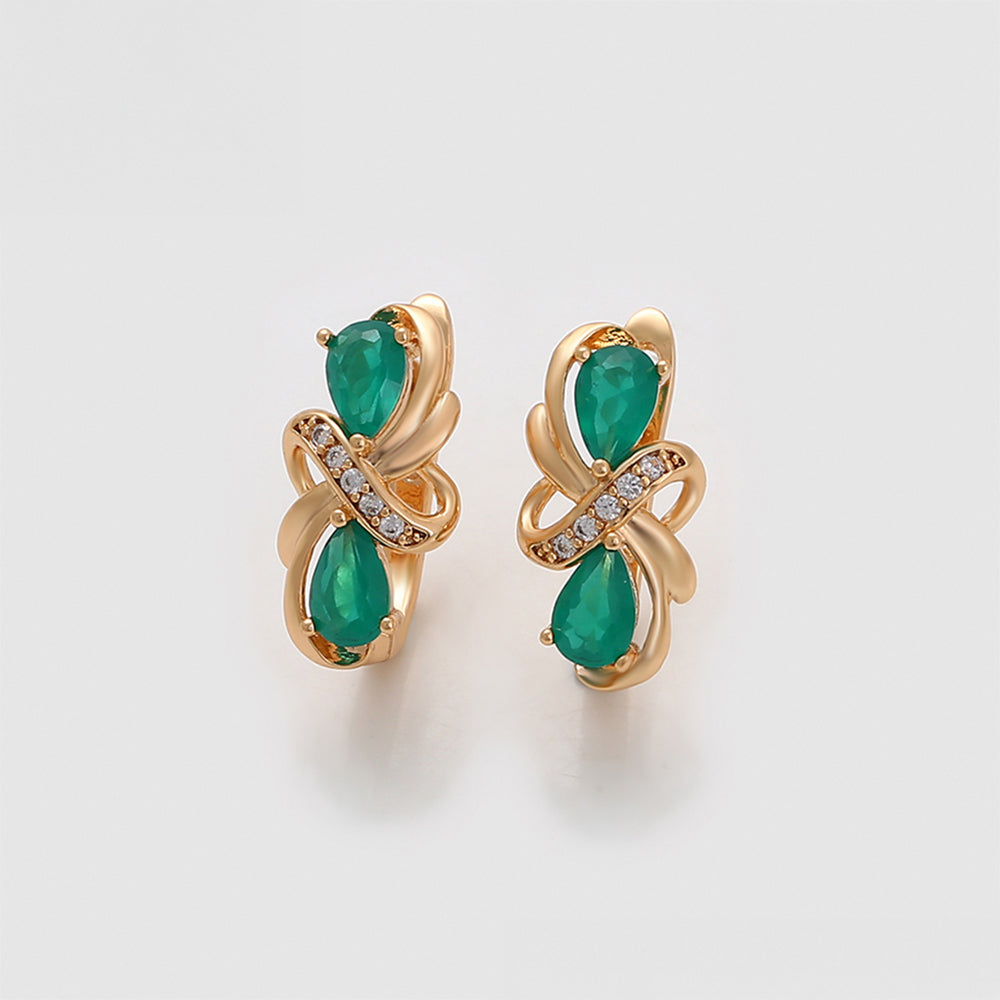 Pendientes de Aleación Bañado en Oro con Cristal Emporia® Verde