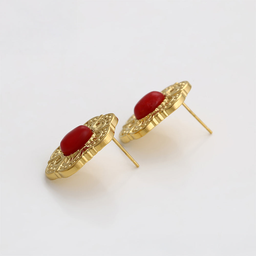 Pendientes de Aleación Bañado en Oro con Cristal Emporia® Rojo
