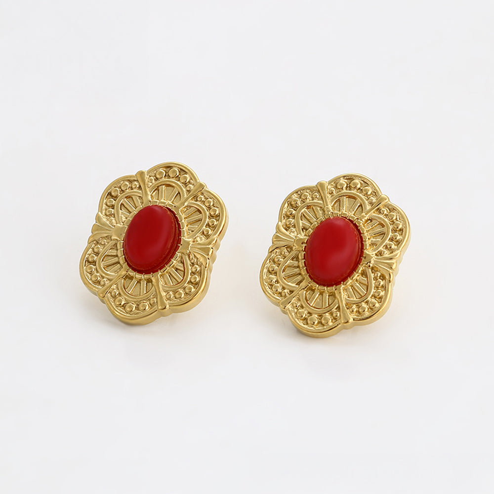 Pendientes de Aleación Bañado en Oro con Cristal Emporia® Rojo 5 