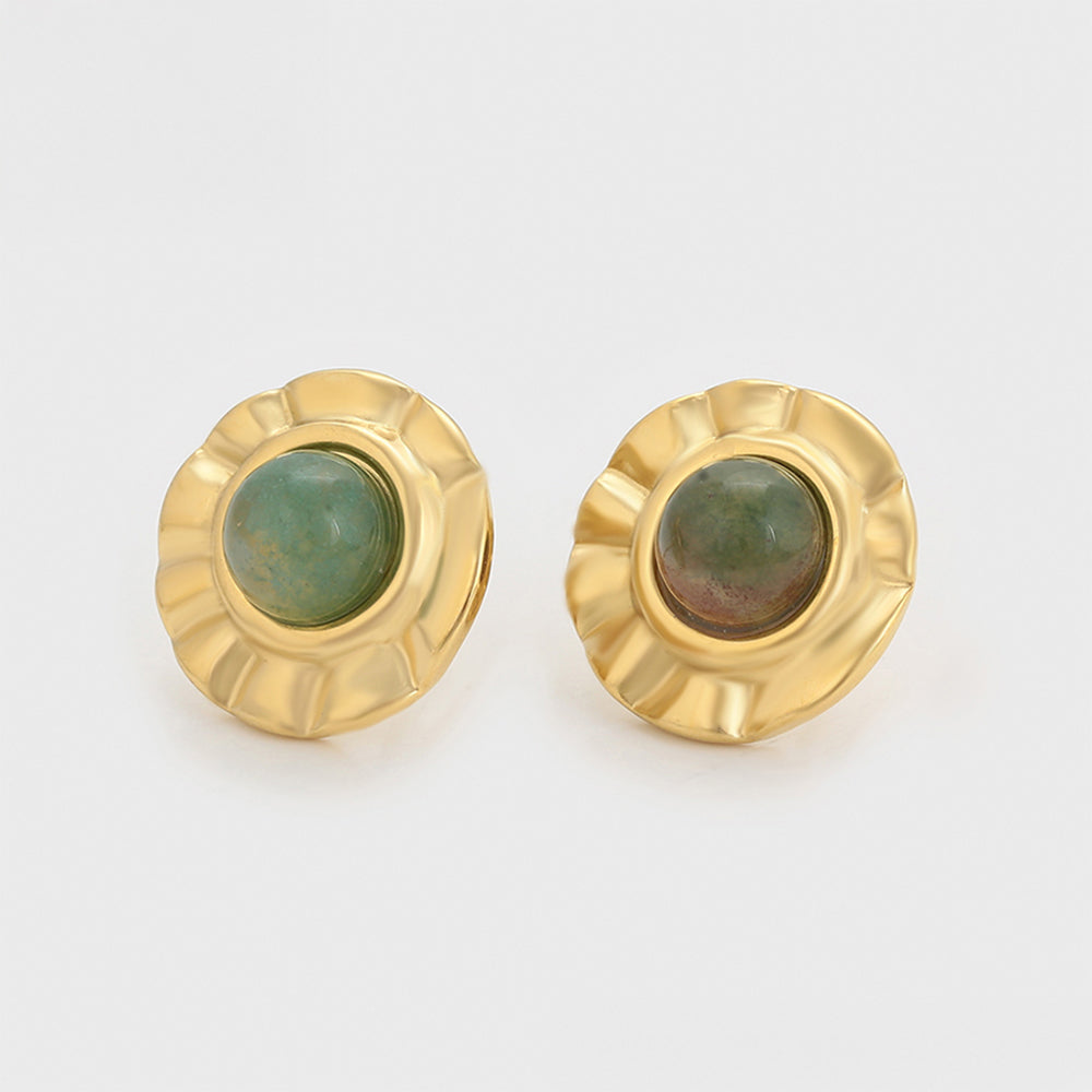 Pendientes de Aleación Bañado en Oro con Cristal Emporia® Verde 3 