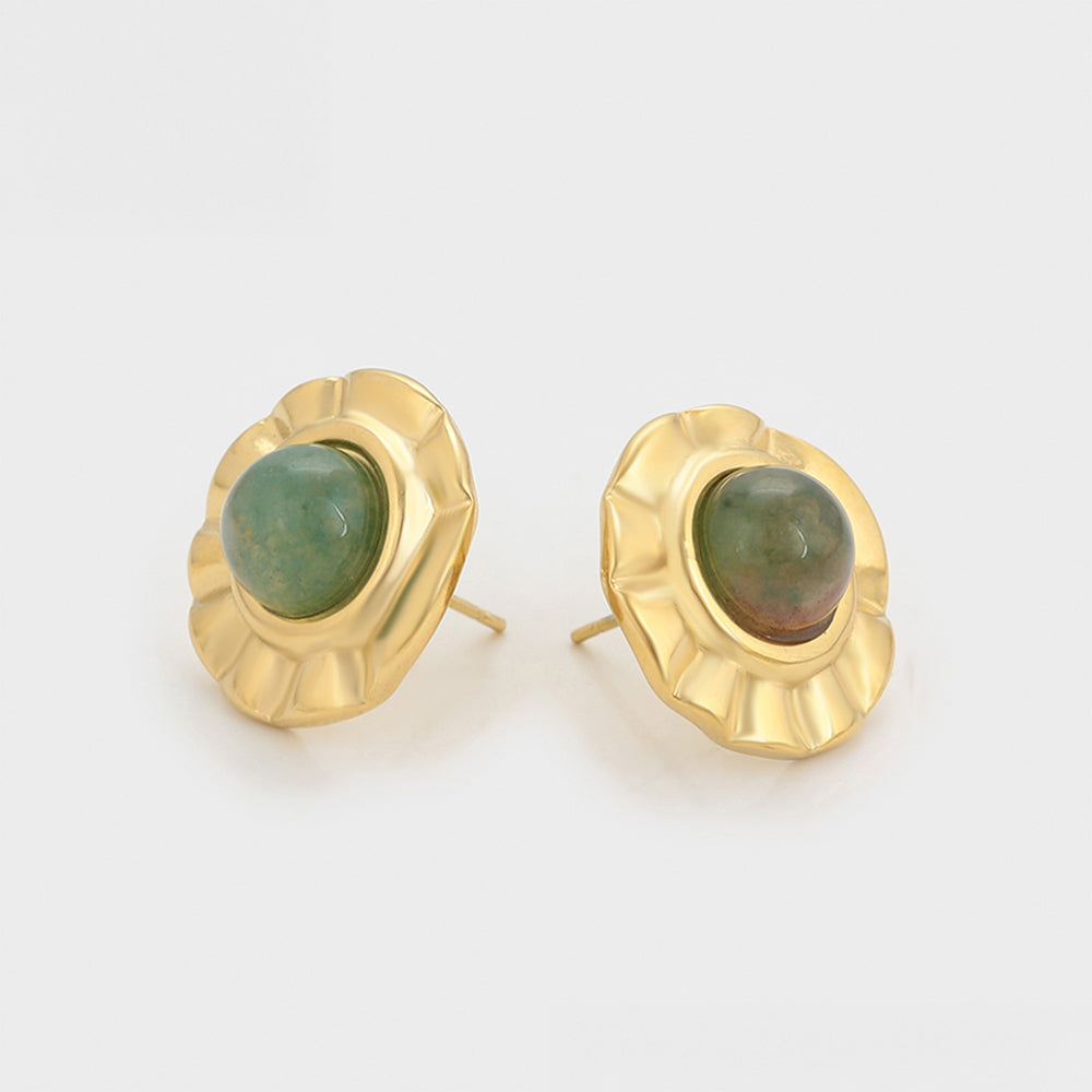 Pendientes de Aleación Bañado en Oro con Cristal Emporia® Verde
