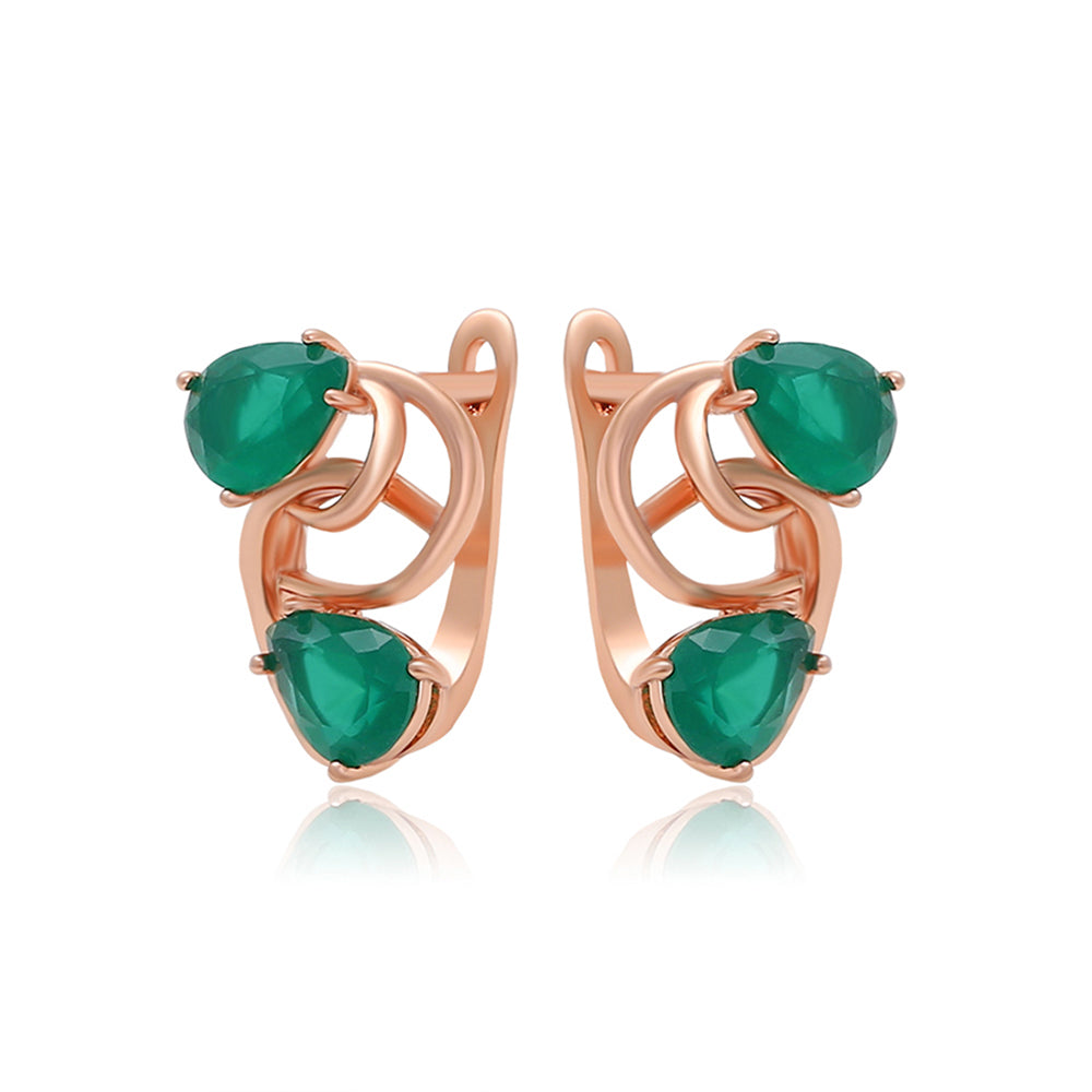 Pendientes de Aleación Bañado en Oro con Cristal Emporia® Verde 1 