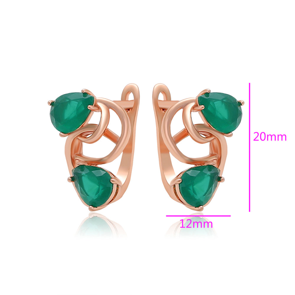Pendientes de Aleación Bañado en Oro con Cristal Emporia® Verde 2 