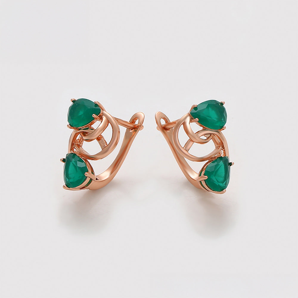 Pendientes de Aleación Bañado en Oro con Cristal Emporia® Verde 5 