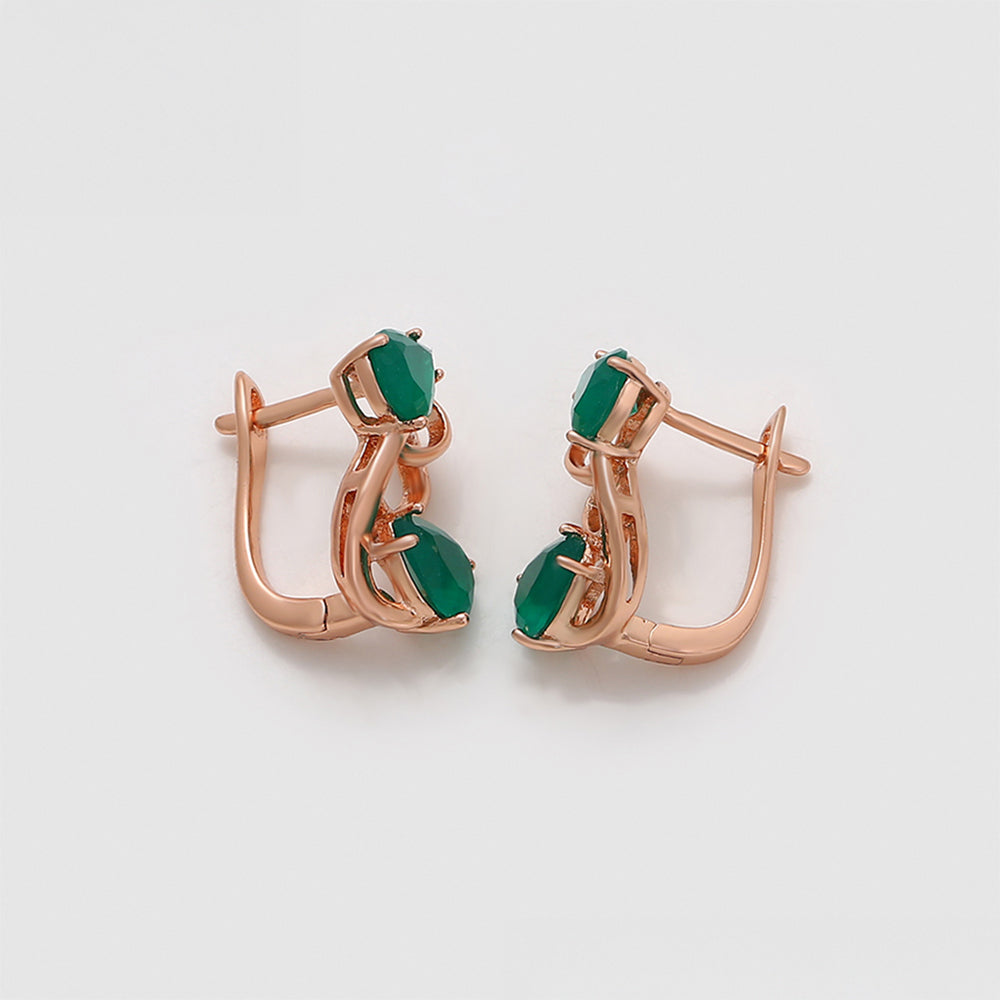 Pendientes de Aleación Bañado en Oro con Cristal Emporia® Verde 6 