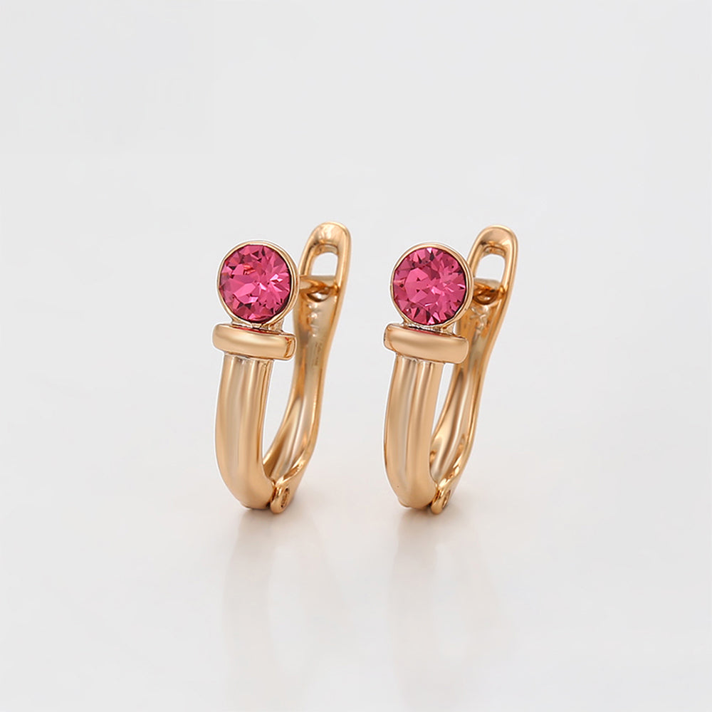 Pendientes de Aleación Bañado en Oro con Cristal Emporia® Rosa 3 