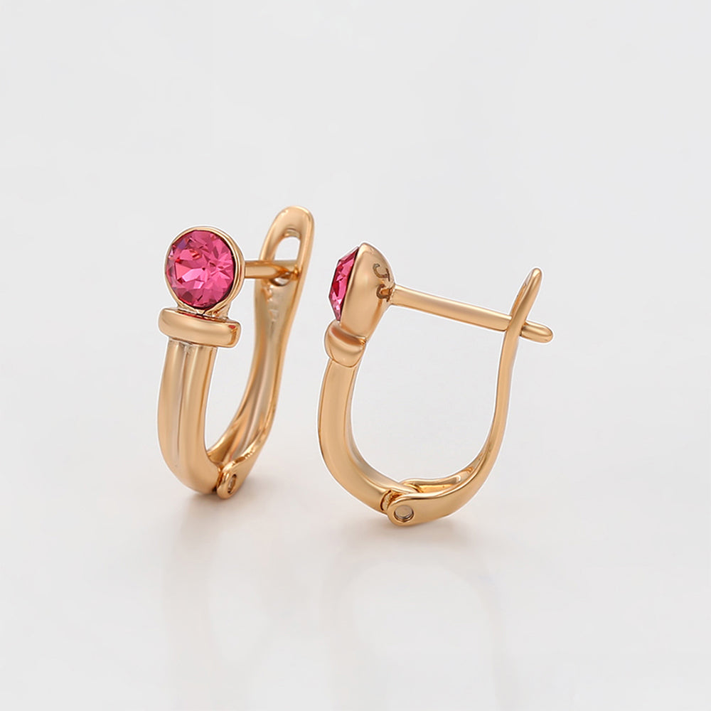 Pendientes de Aleación Bañado en Oro con Cristal Emporia® Rosa 5 