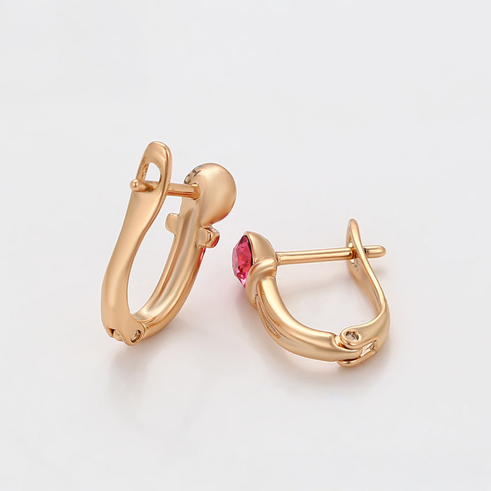 Pendientes de Aleación Bañado en Oro con Cristal Emporia® Rosa 7 