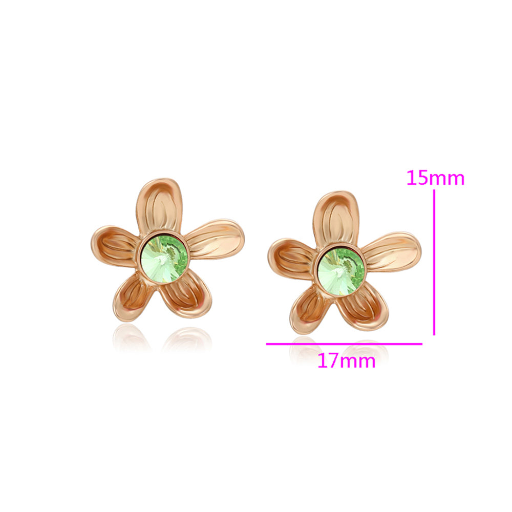 Pendientes de Aleación Bañado en Oro con Cristal Emporia® Azul 2 