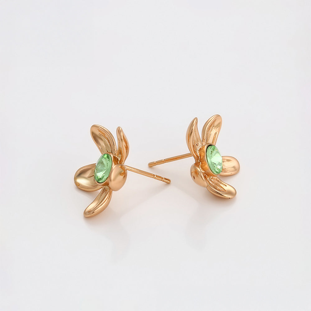 Pendientes de Aleación Bañado en Oro con Cristal Emporia® Azul