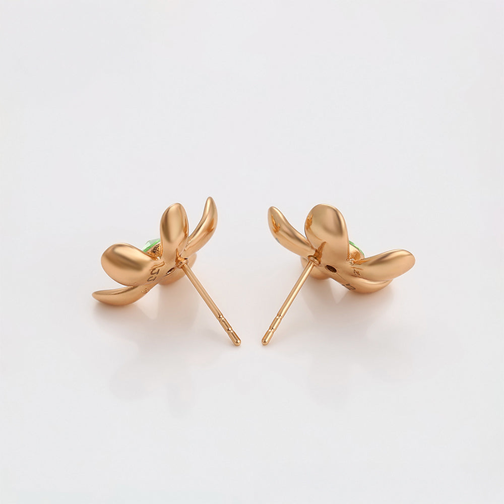Pendientes de Aleación Bañado en Oro con Cristal Emporia® Azul 6 