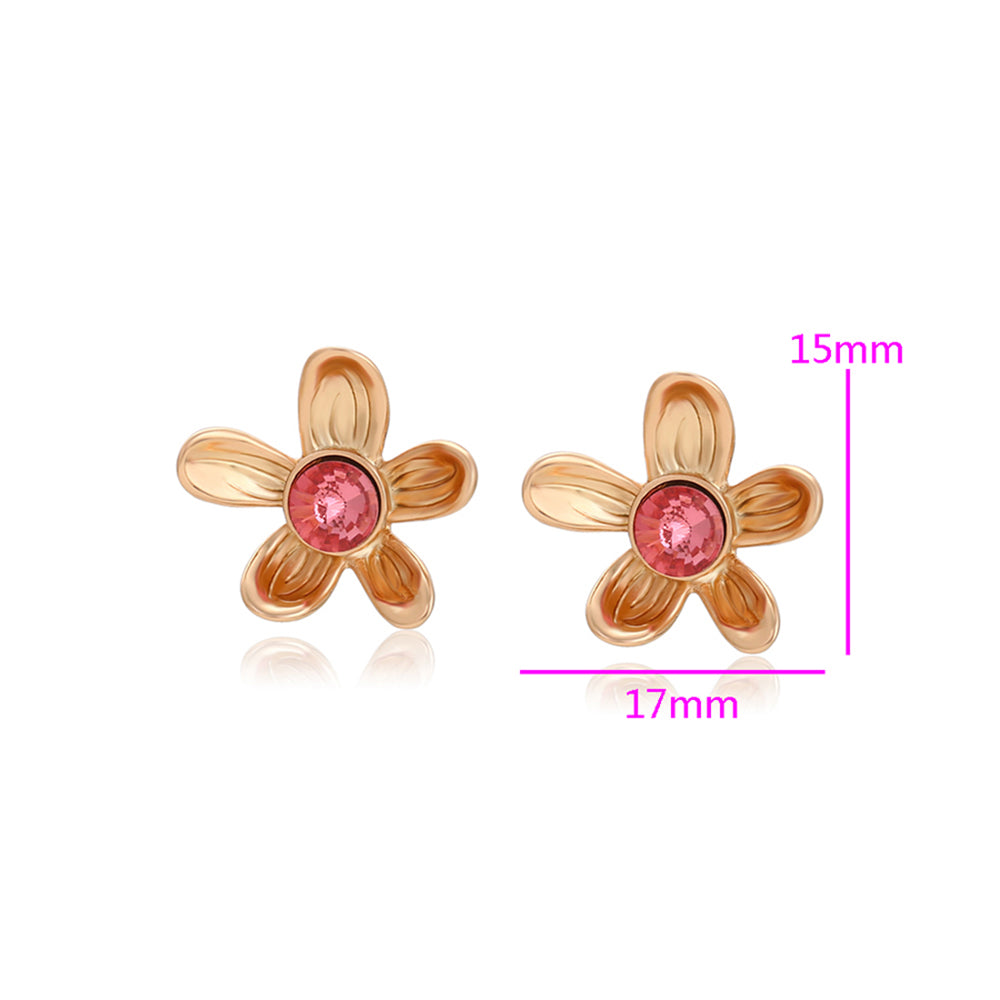 Pendientes de Aleación Bañado en Oro con Cristal Emporia® Rosa 2 