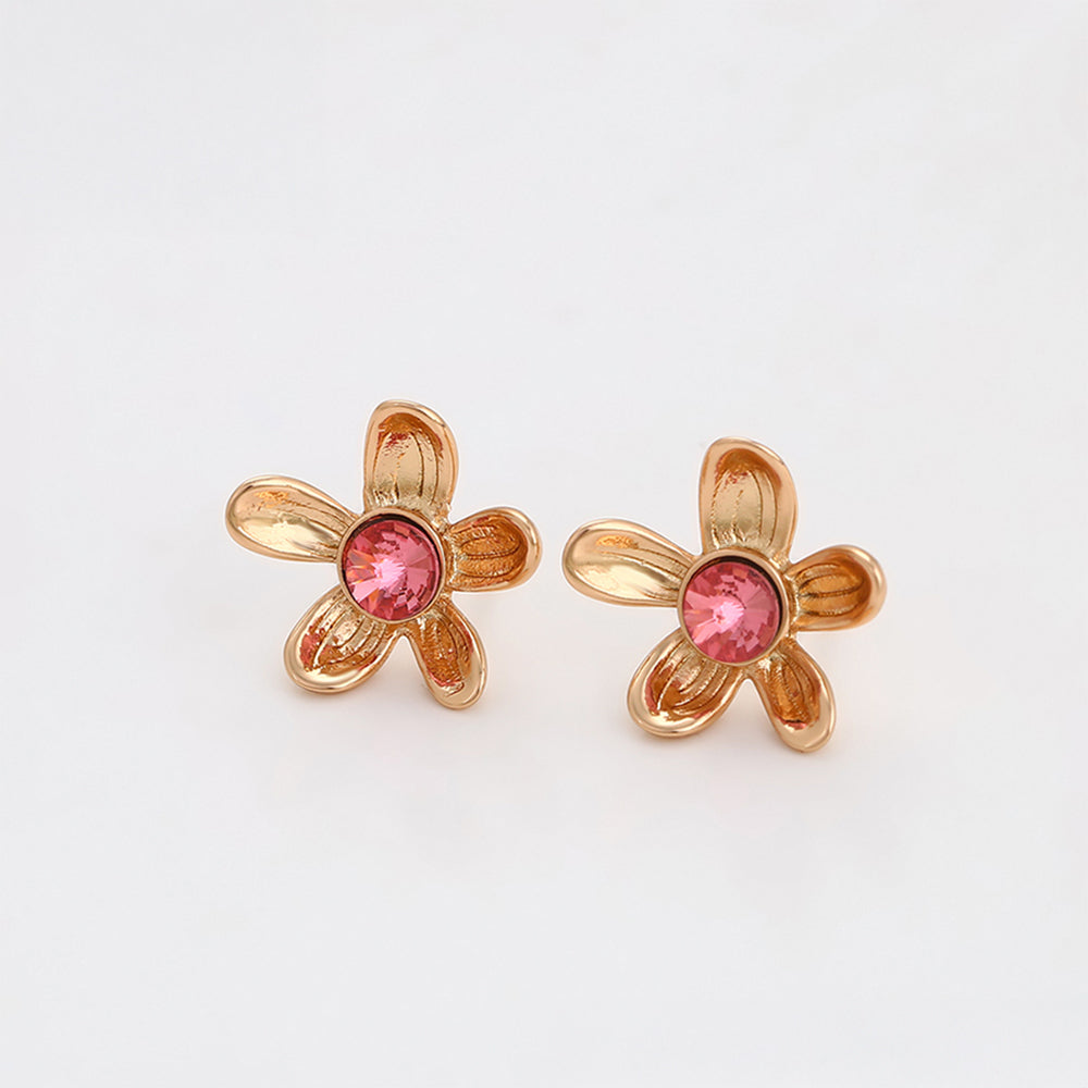 Pendientes de Aleación Bañado en Oro con Cristal Emporia® Rosa 3 
