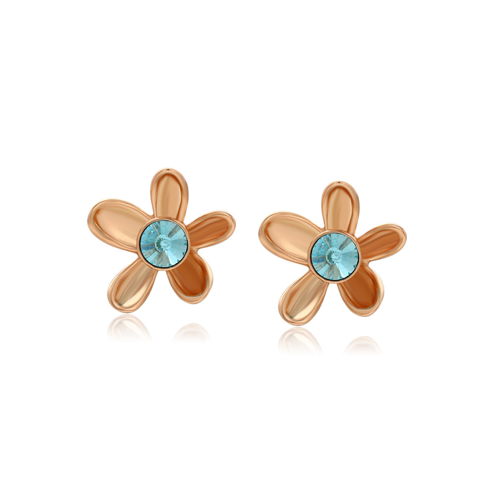 Pendientes de Aleación Bañado en Oro con Cristal Emporia® Azul