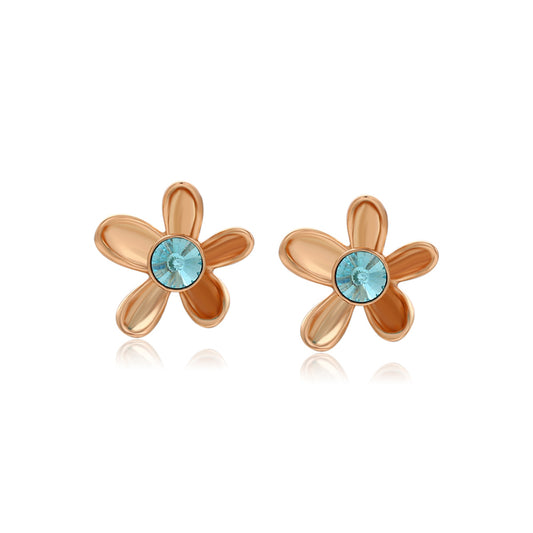 Pendientes de Aleación Bañado en Oro con Cristal Emporia® Azul