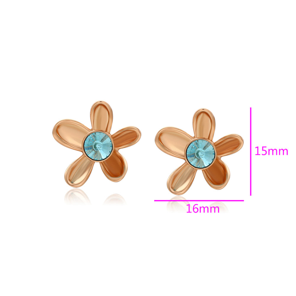 Pendientes de Aleación Bañado en Oro con Cristal Emporia® Azul 2 