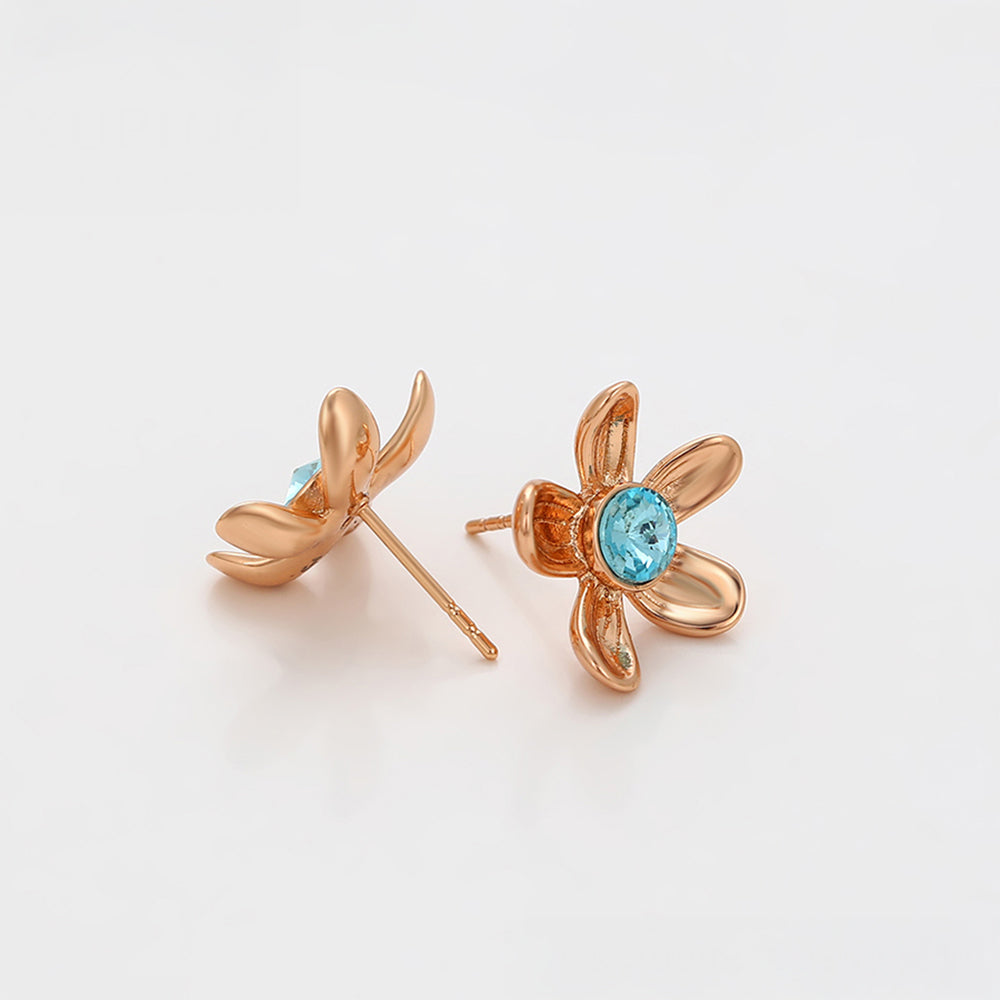 Pendientes de Aleación Bañado en Oro con Cristal Emporia® Azul