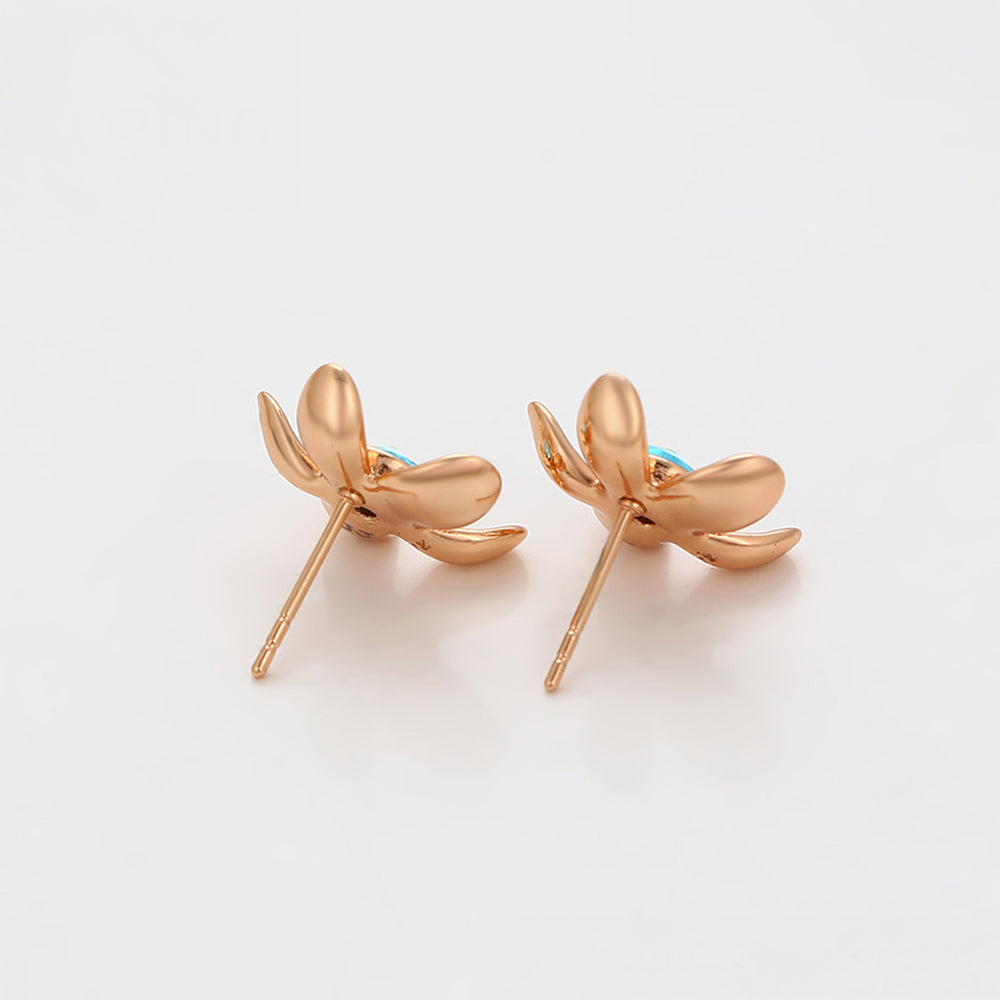Pendientes de Aleación Bañado en Oro con Cristal Emporia® Azul 6 