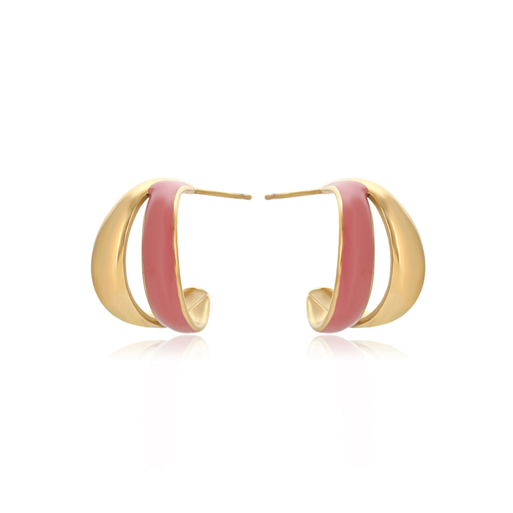 Pendientes de Aleación Bañado en Oro con Esmalte 1 