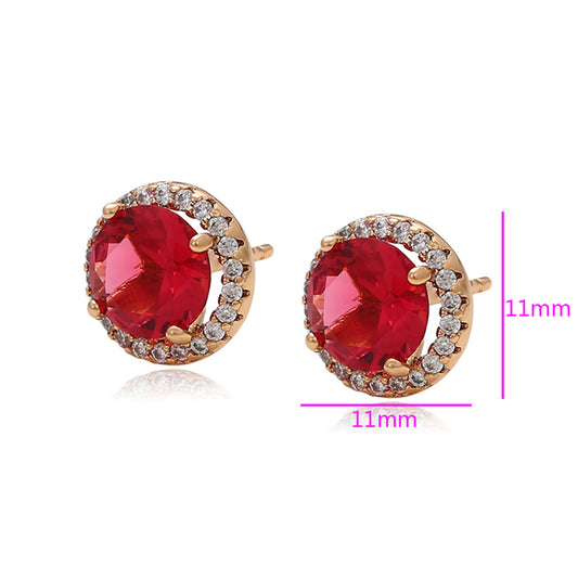 Pendientes de Aleación Bañado en Oro con Cristal Emporia® Rojo y Cristal Emporia® Blanco