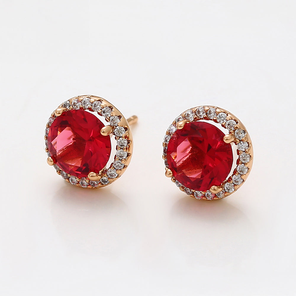 Pendientes de Aleación Bañado en Oro con Cristal Emporia® Rojo y Cristal Emporia® Blanco 3 