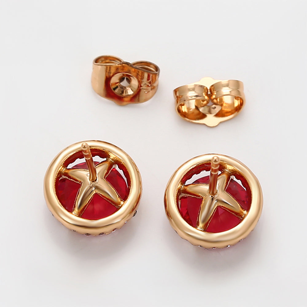 Pendientes de Aleación Bañado en Oro con Cristal Emporia® Rojo y Cristal Emporia® Blanco 4 