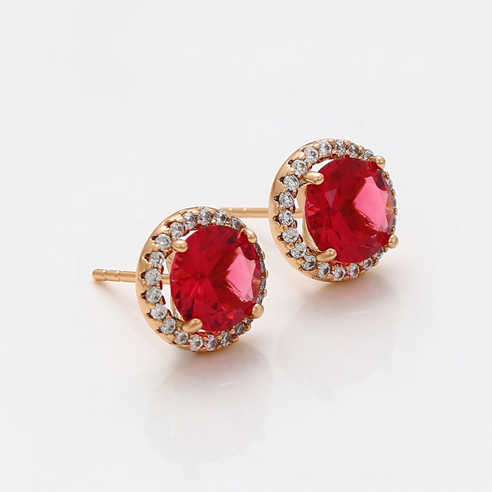 Pendientes de Aleación Bañado en Oro con Cristal Emporia® Rojo y Cristal Emporia® Blanco 7 