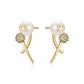 Pendientes de Aleación Bañado en Oro con Perla de cristal y Cristal Emporia® Blanco